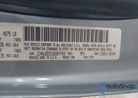 2013 Jeep Compass Latitude из США, поврежденный, VIN 1C4NJDEB1DD207743